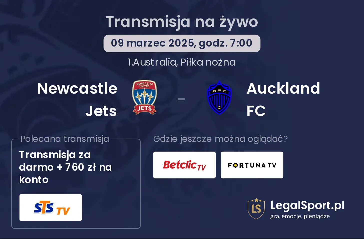 Newcastle Jets - Auckland FC gdzie oglądać?