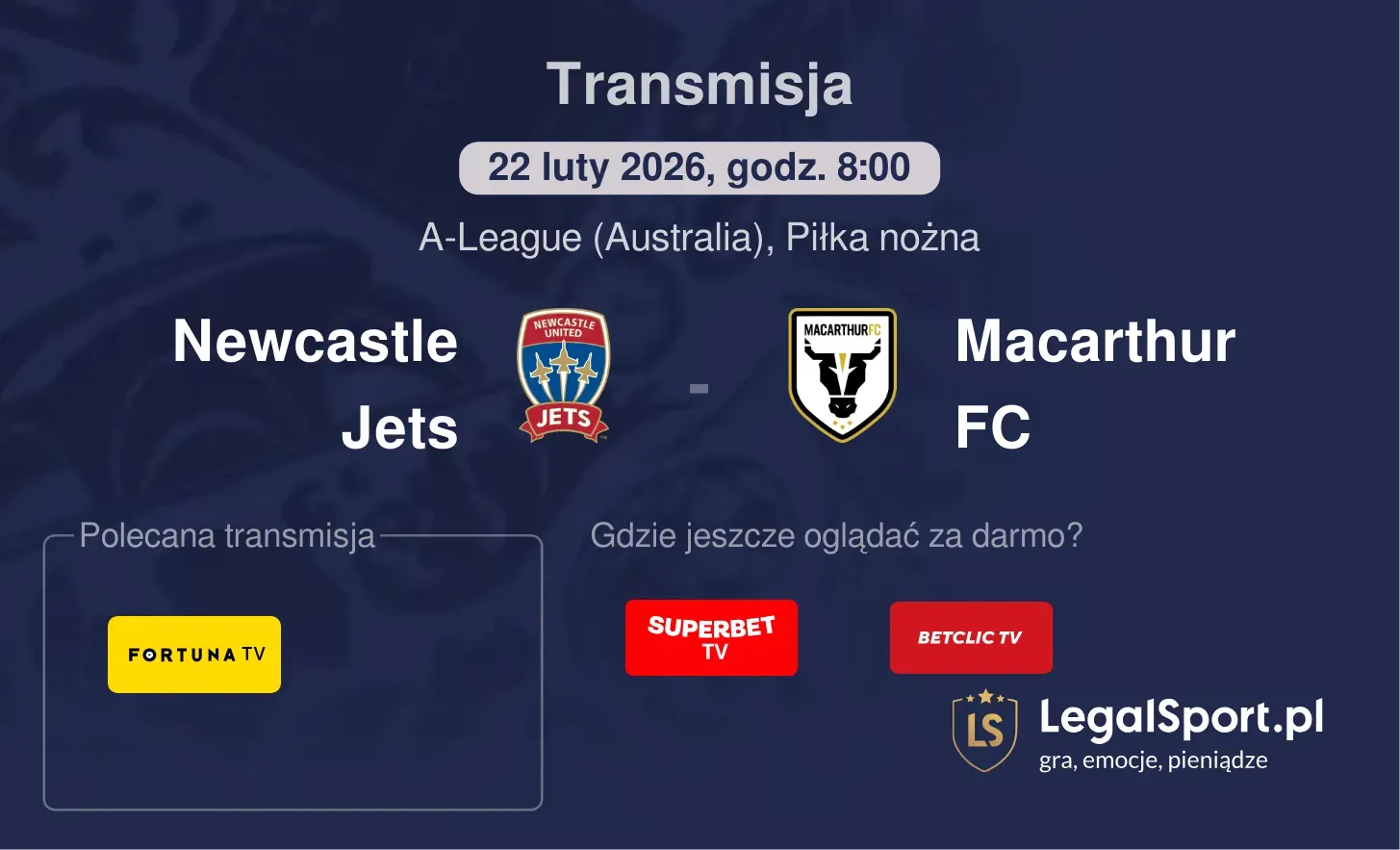 Newcastle Jets - Macarthur FC Transmisje