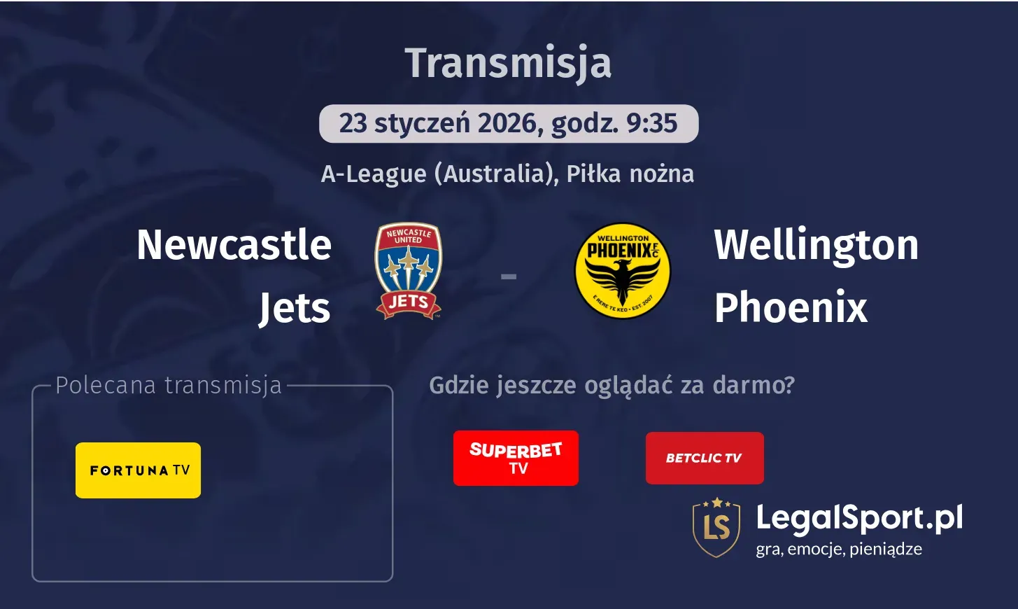 Newcastle Jets - Wellington Phoenix Transmisje