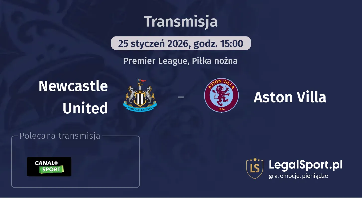 Newcastle United - Aston Villa Transmisje