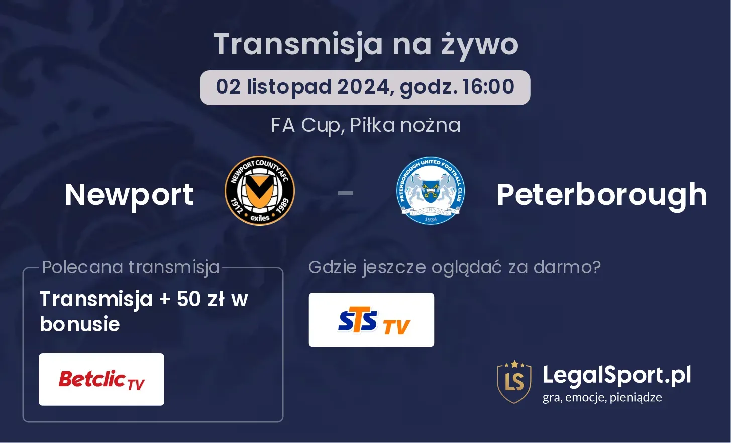 Newport - Peterborough gdzie oglądać? 02.11, godz. 16:00