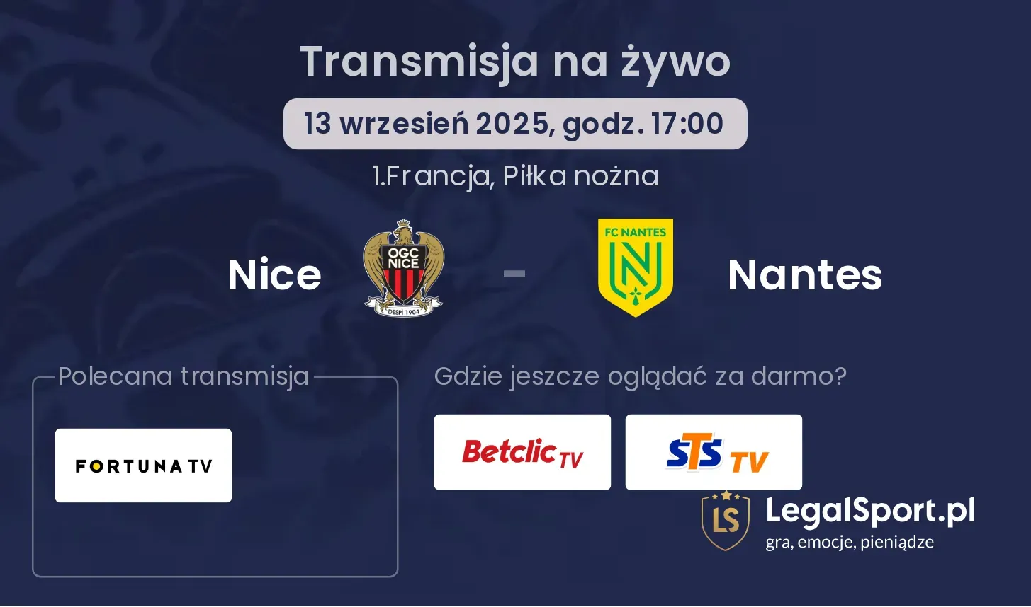 Nice - Nantes transmisja na żywo