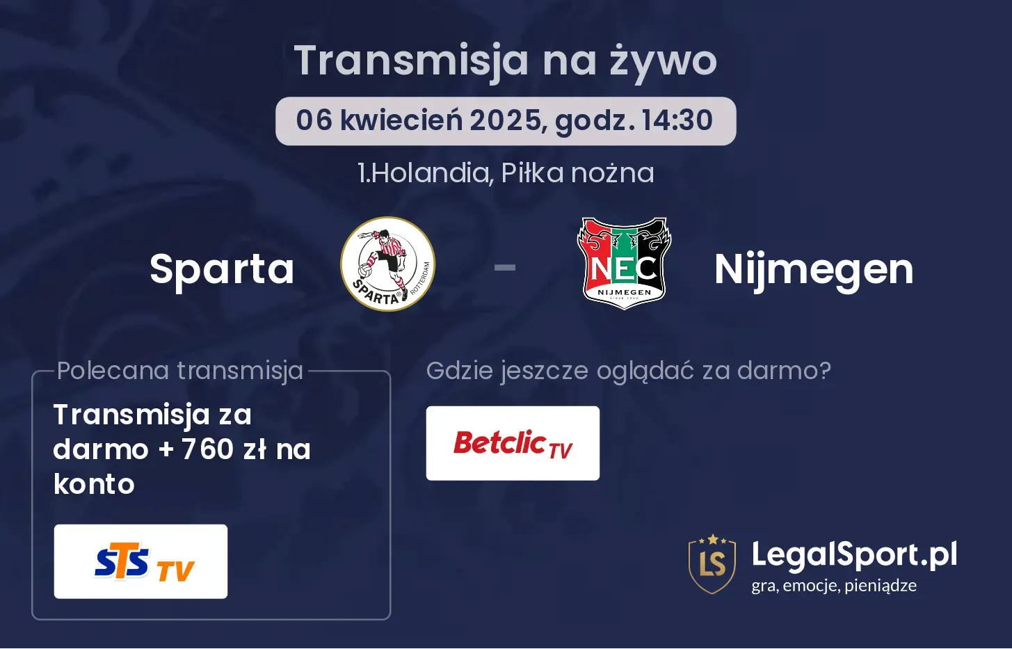 Sparta - Nijmegen gdzie oglądać transmisję?