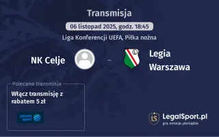 NK Celje - Legia Warszawa gdzie oglądać? (06.11)