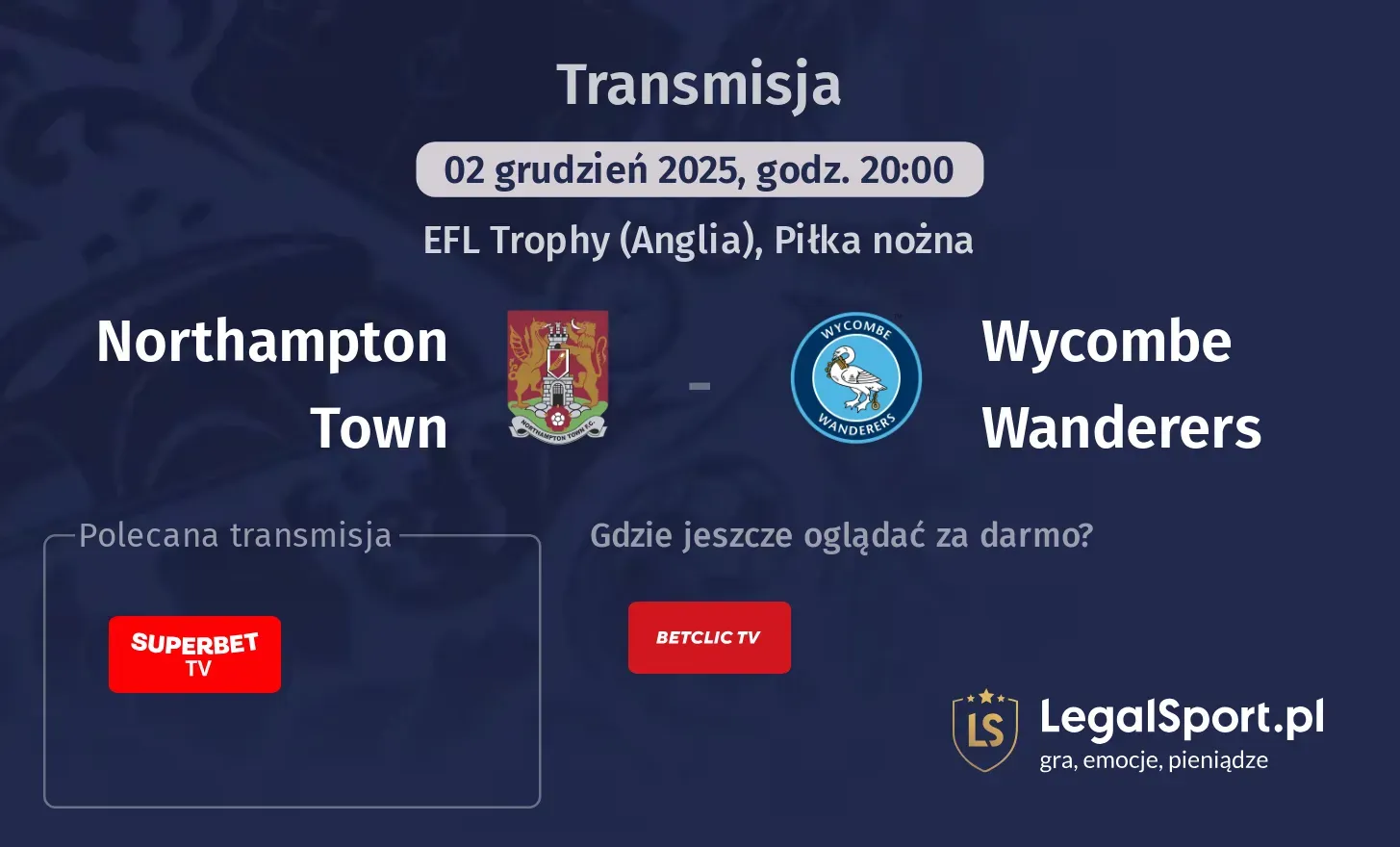 Northampton Town - Wycombe Wanderers Transmisje