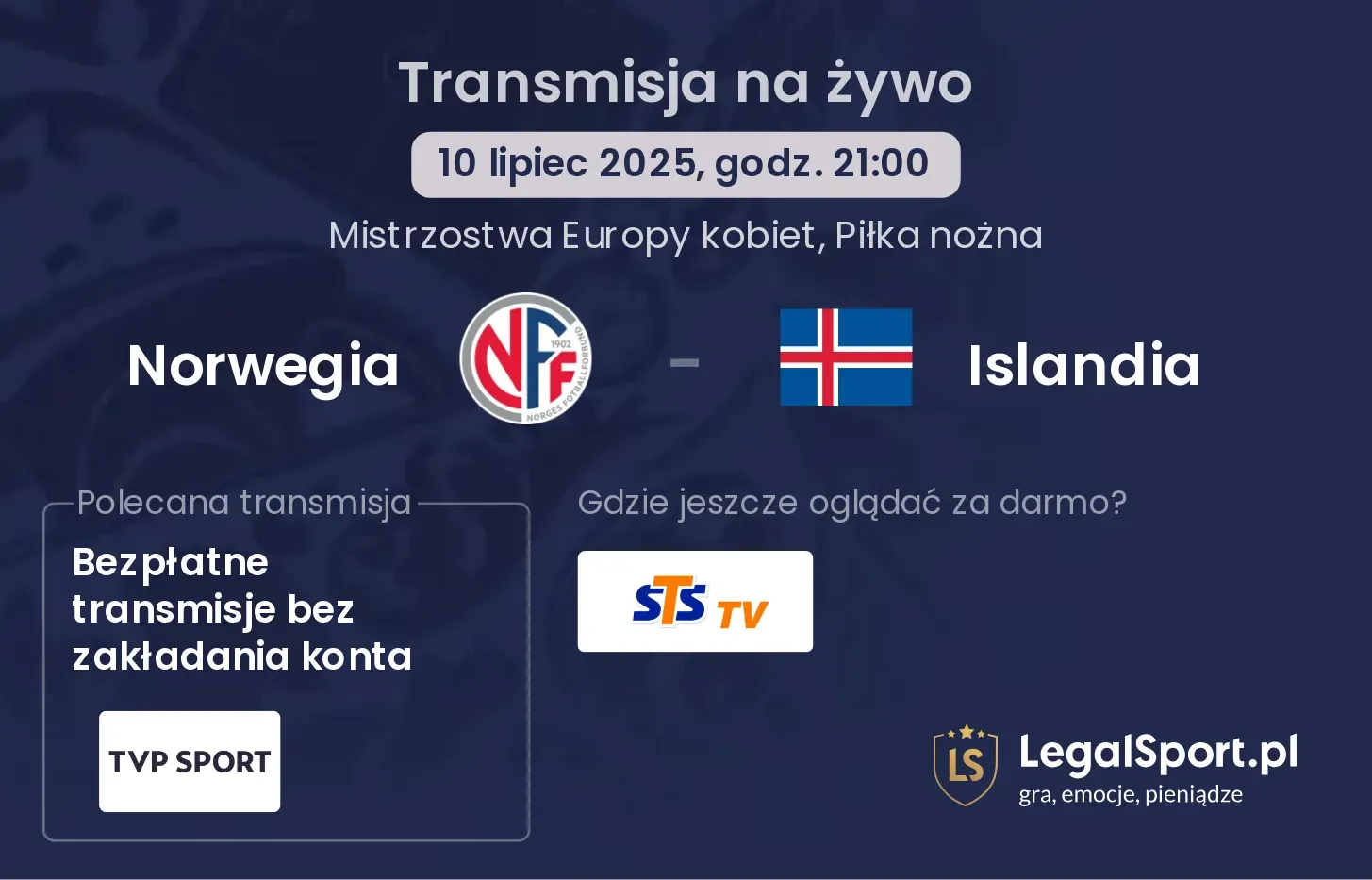 Norwegia - Islandia transmisja na żywo