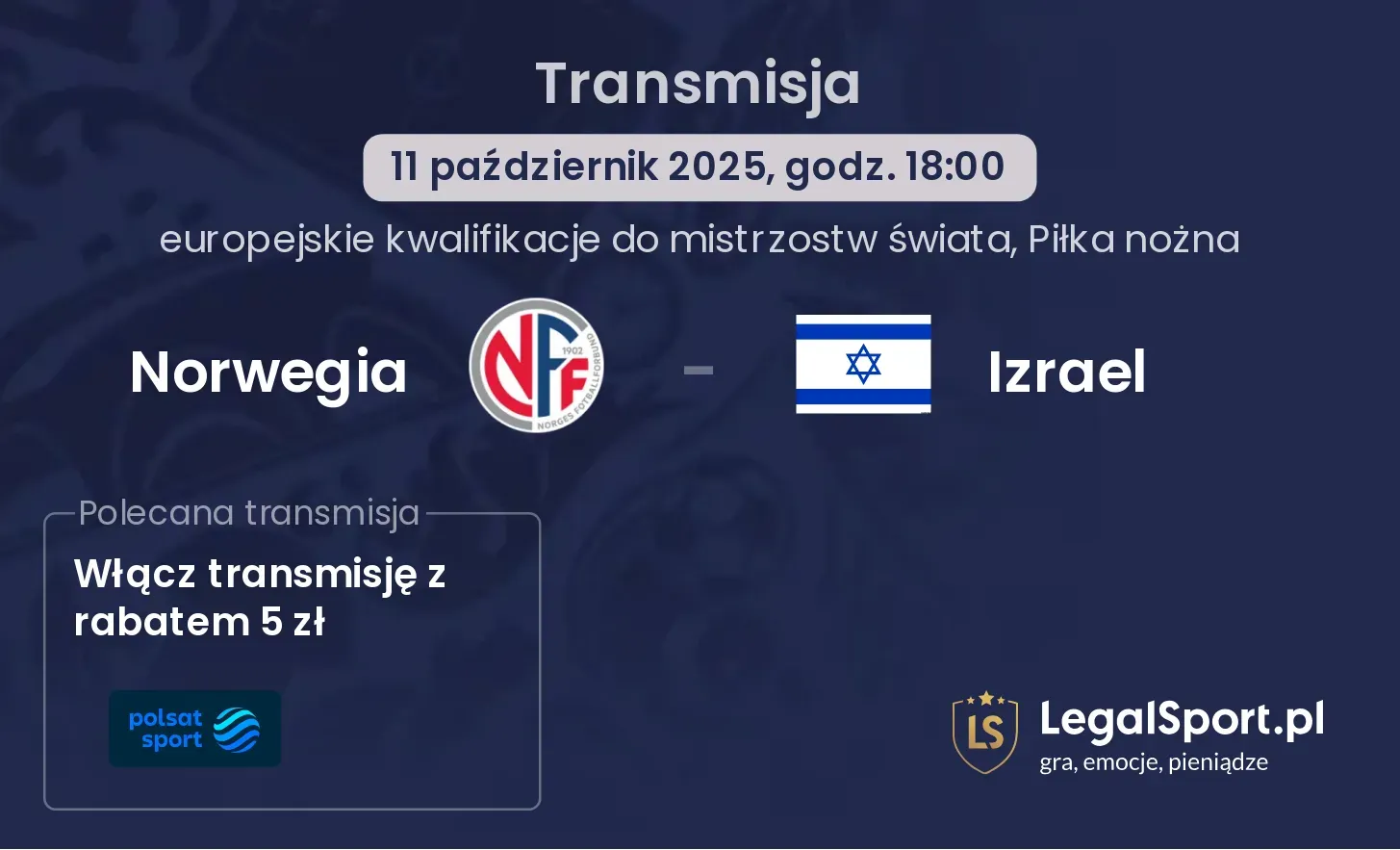 Norwegia - Izrael gdzie oglądać?