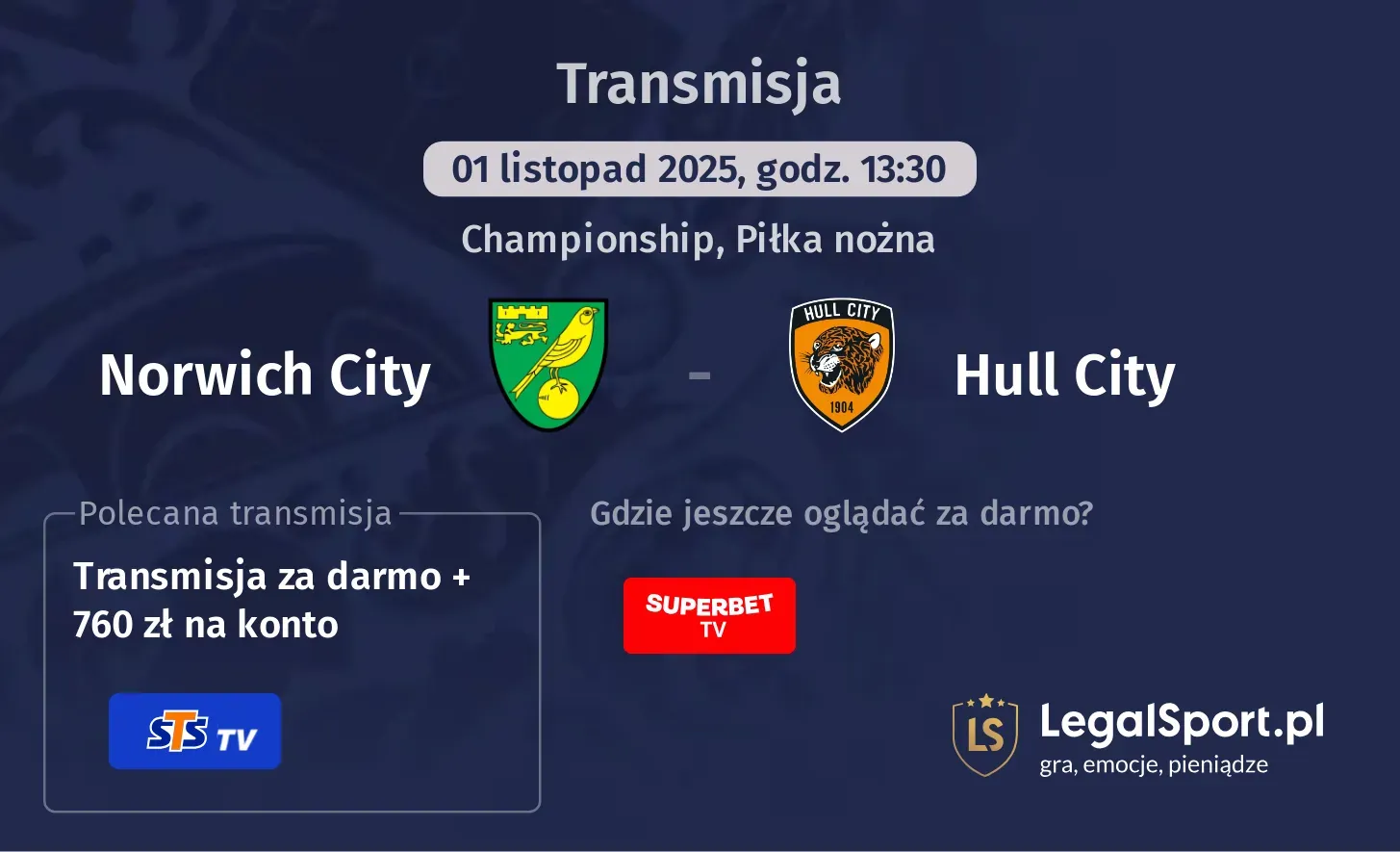 Norwich City - Hull City Transmisje