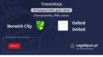 Norwich City - Oxford United gdzie oglądać? (25.11)