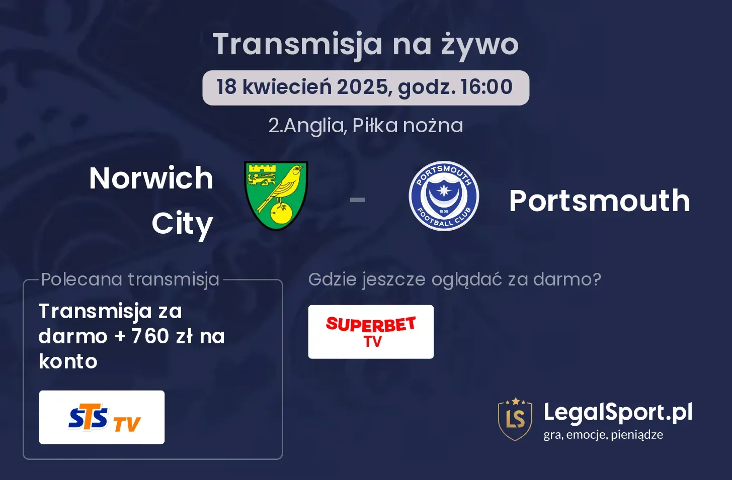 Norwich City - Portsmouth gdzie oglądać?