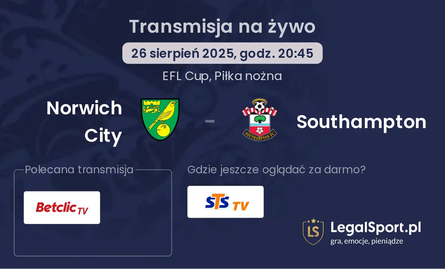Norwich City - Southampton transmisja na żywo