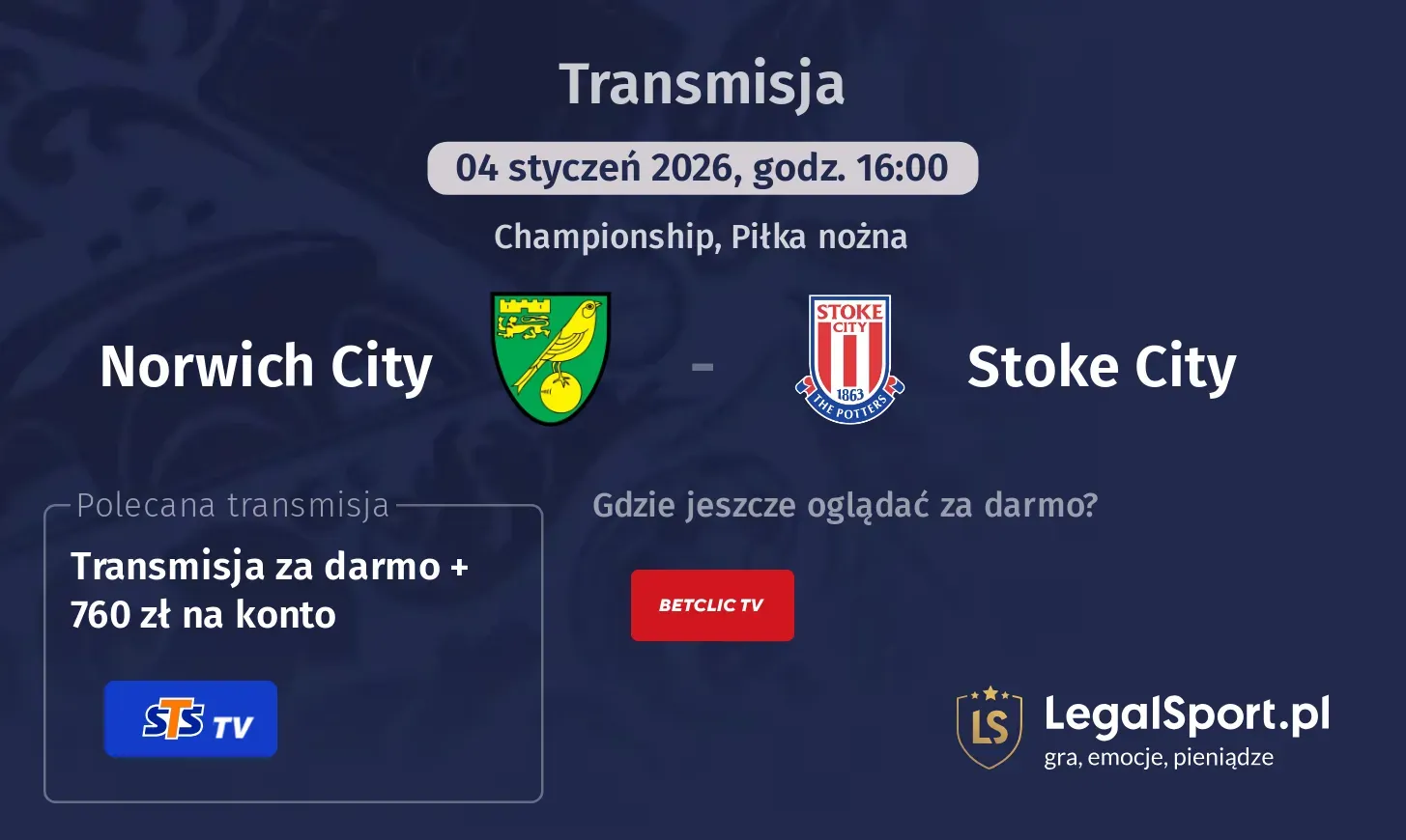 Norwich City - Stoke City Transmisje