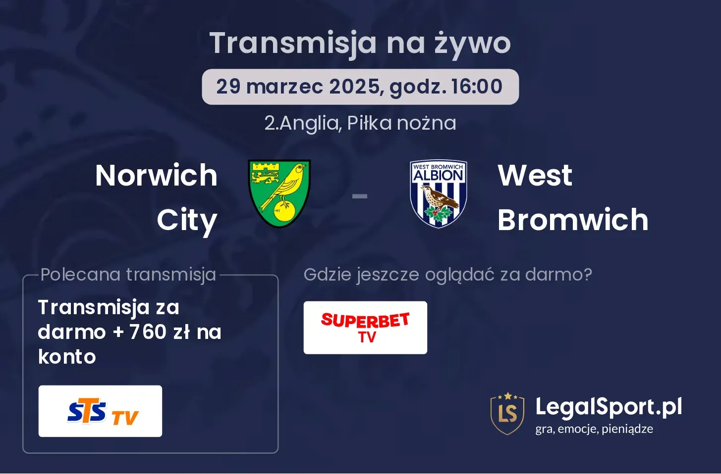Norwich City - West Bromwich gdzie oglądać?