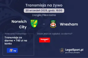 Norwich City - Wrexham gdzie oglądać?