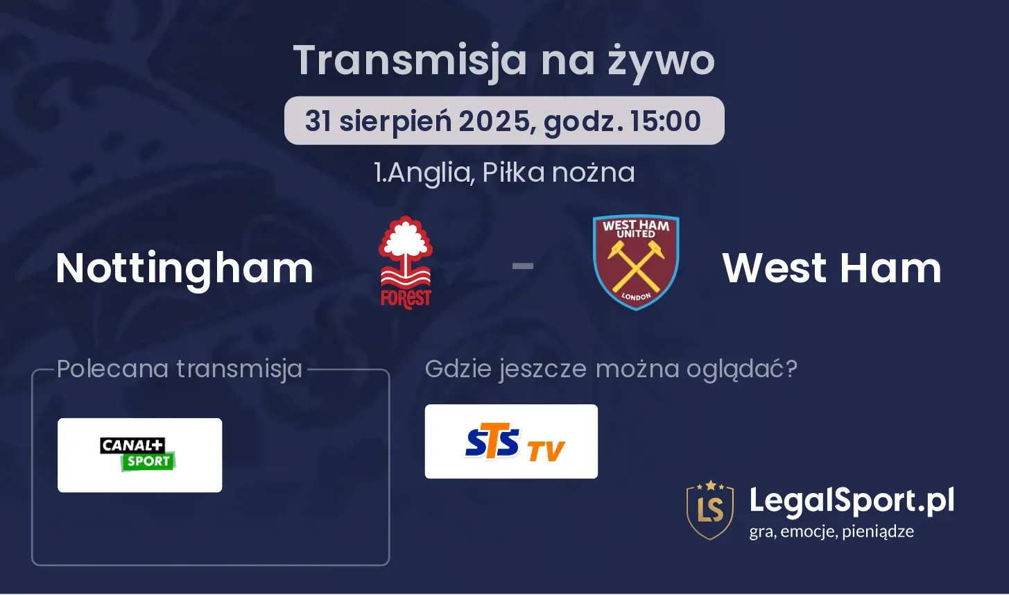 Nottingham - West Ham transmisja na żywo