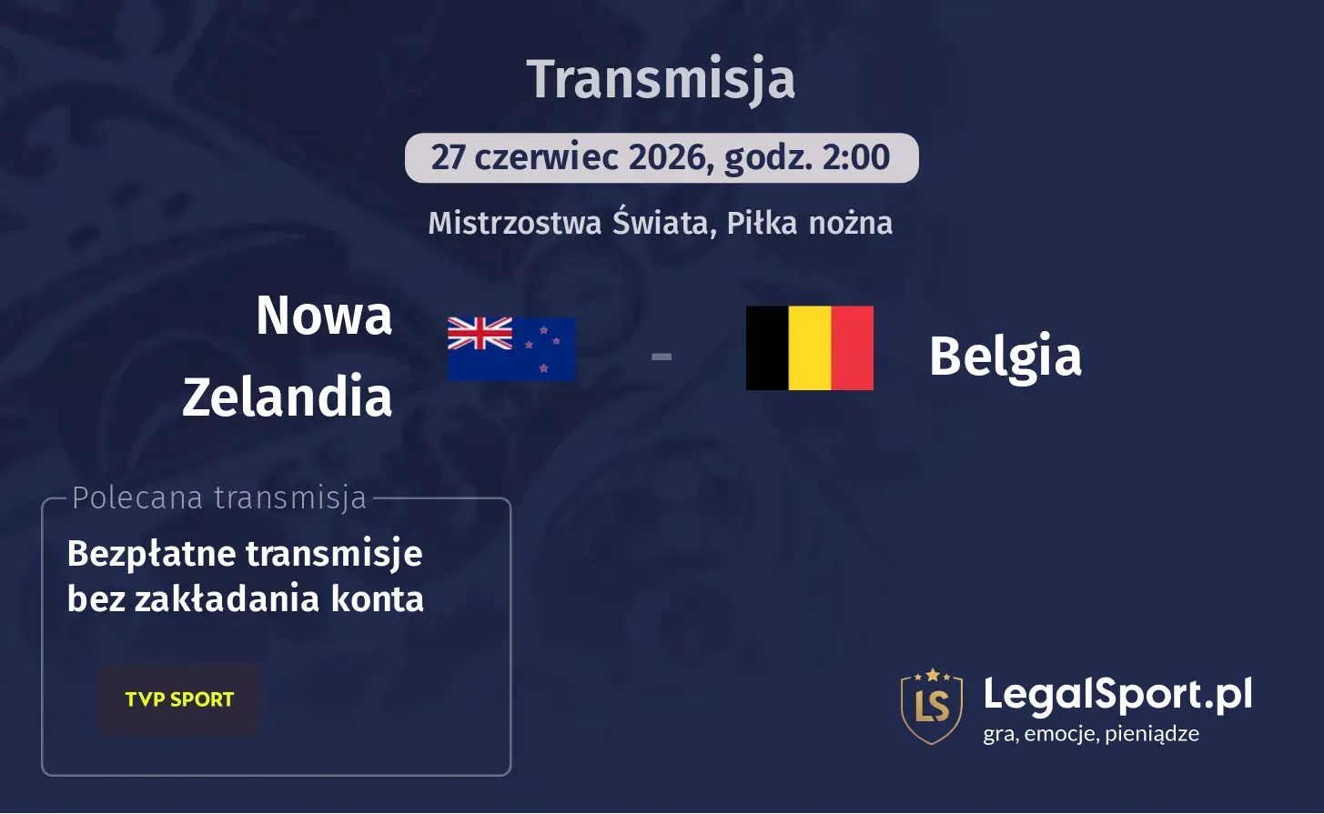 Nowa Zelandia - Belgia Transmisje