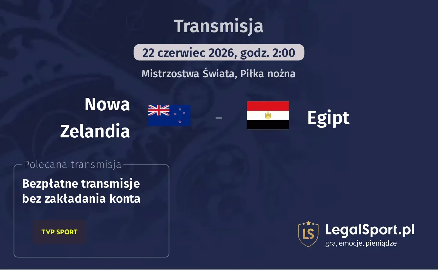 Nowa Zelandia - Egipt Transmisje
