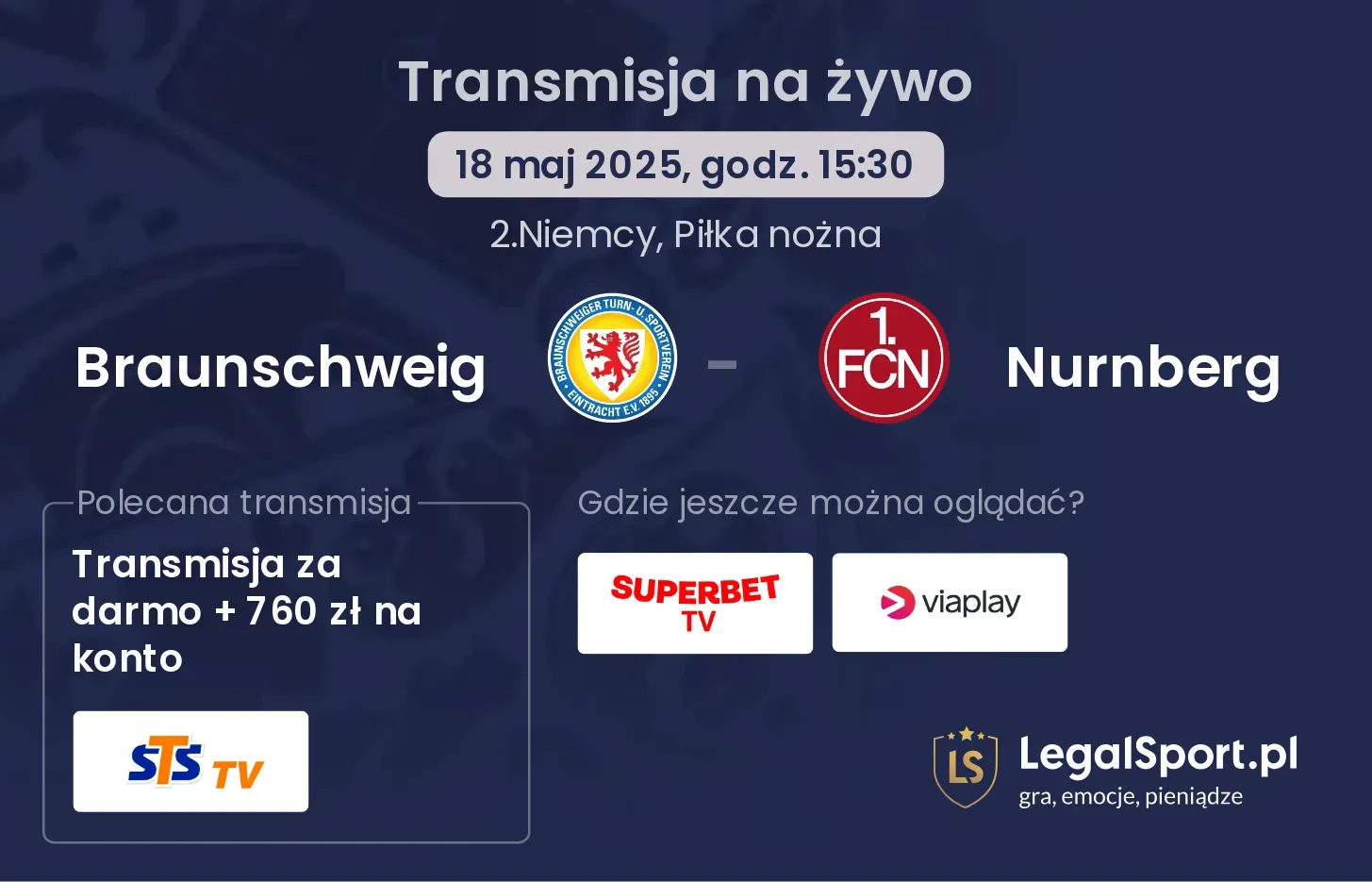 Braunschweig - Nurnberg gdzie oglądać?