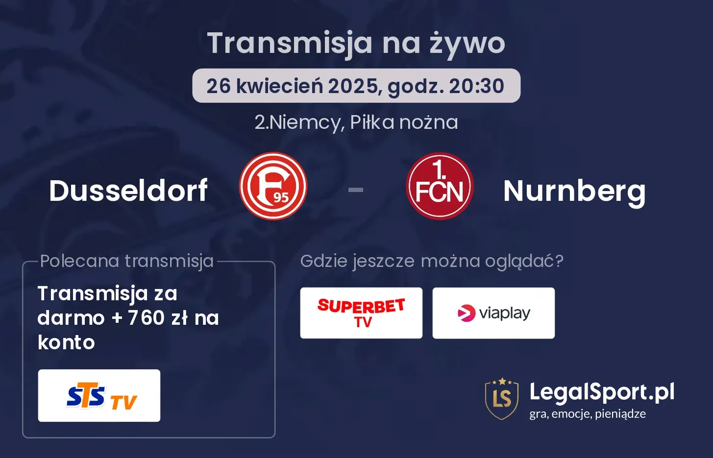 Nurnberg - Dusseldorf transmisja na żywo