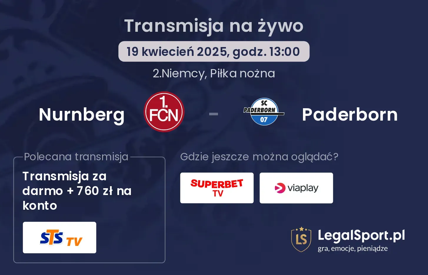 Nurnberg - Paderborn gdzie oglądać?