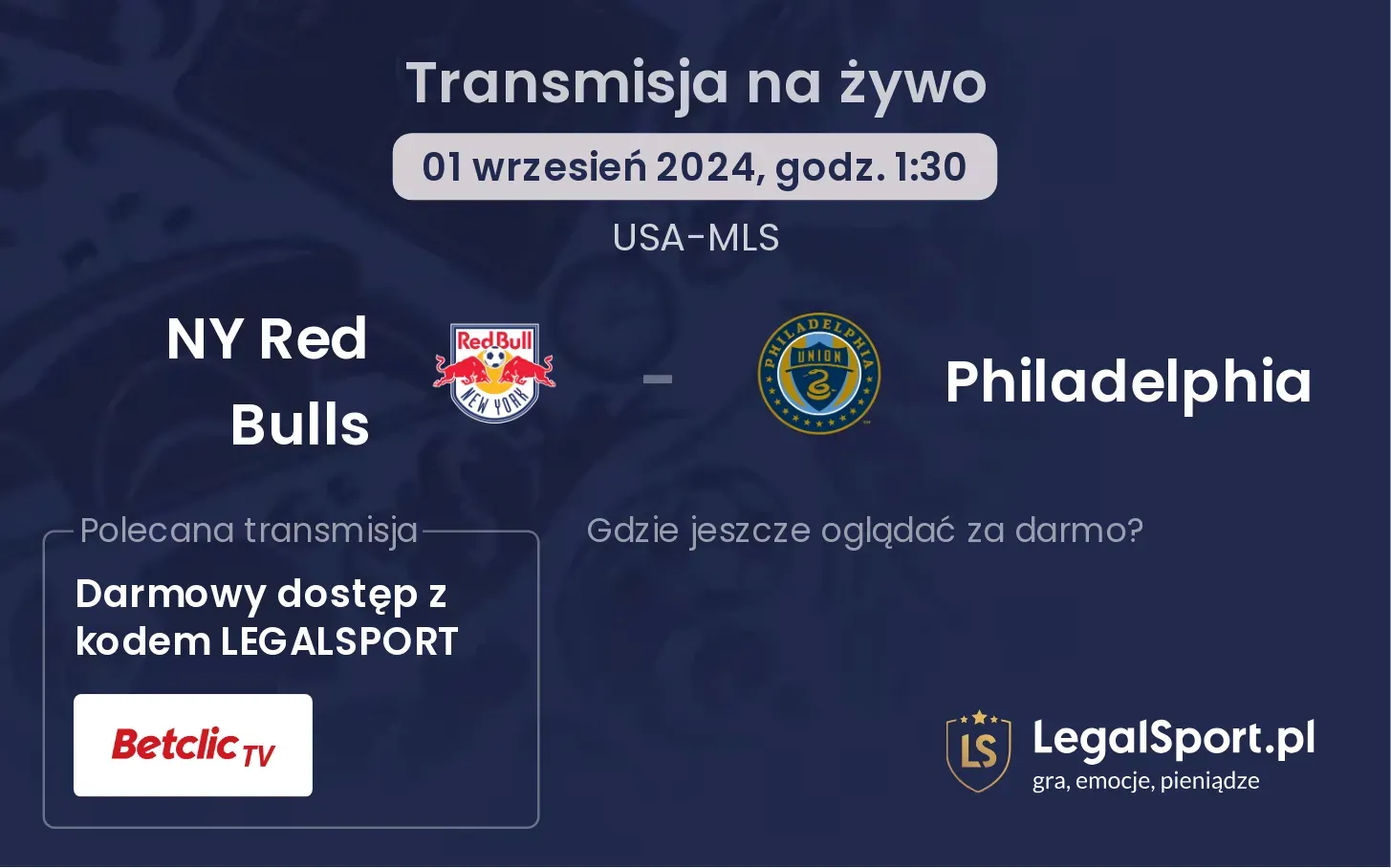 NY Red Bulls - Philadelphia gdzie oglądać? 01.09, godz. 01:30