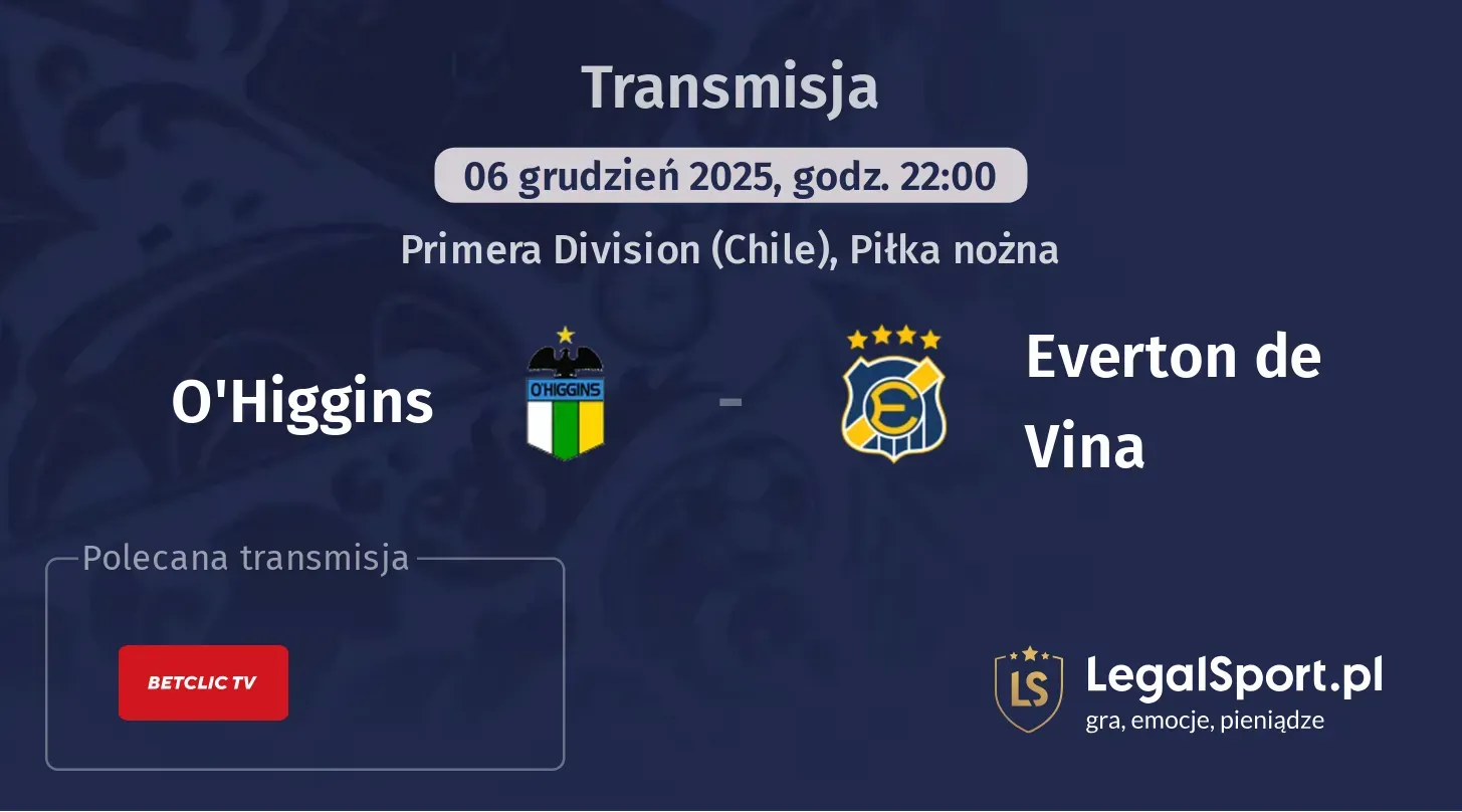 O'Higgins - Everton de Vina Transmisje