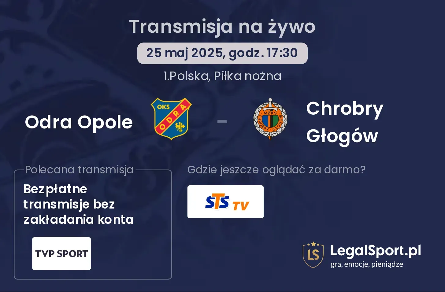 Odra Opole - Chrobry Głogów transmisja na żywo