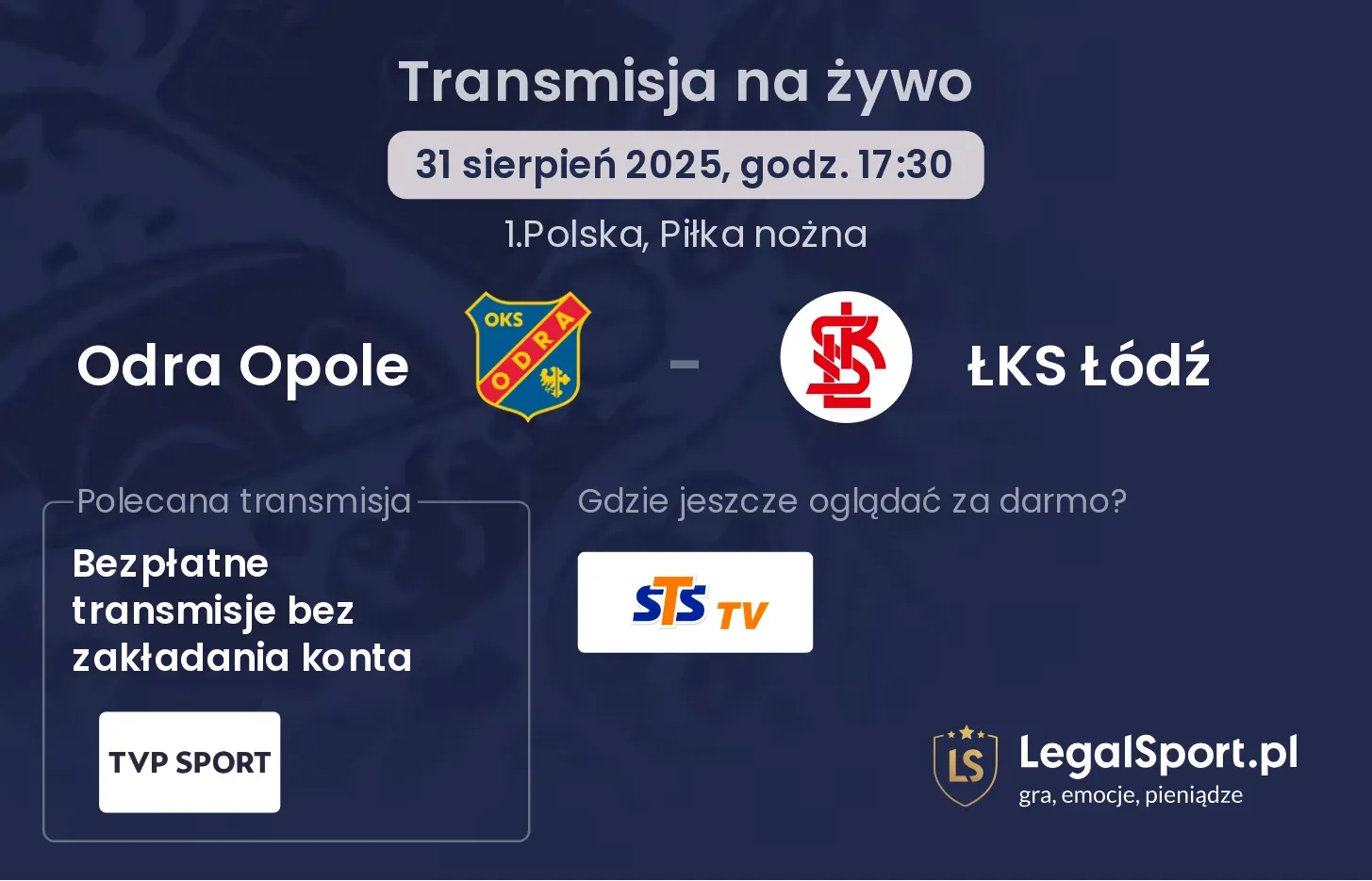 Odra Opole - ŁKS Łódź transmisja na żywo