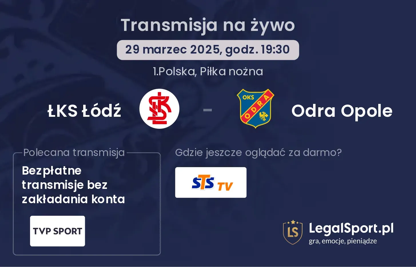 ŁKS Łódź - Odra Opole gdzie oglądać?