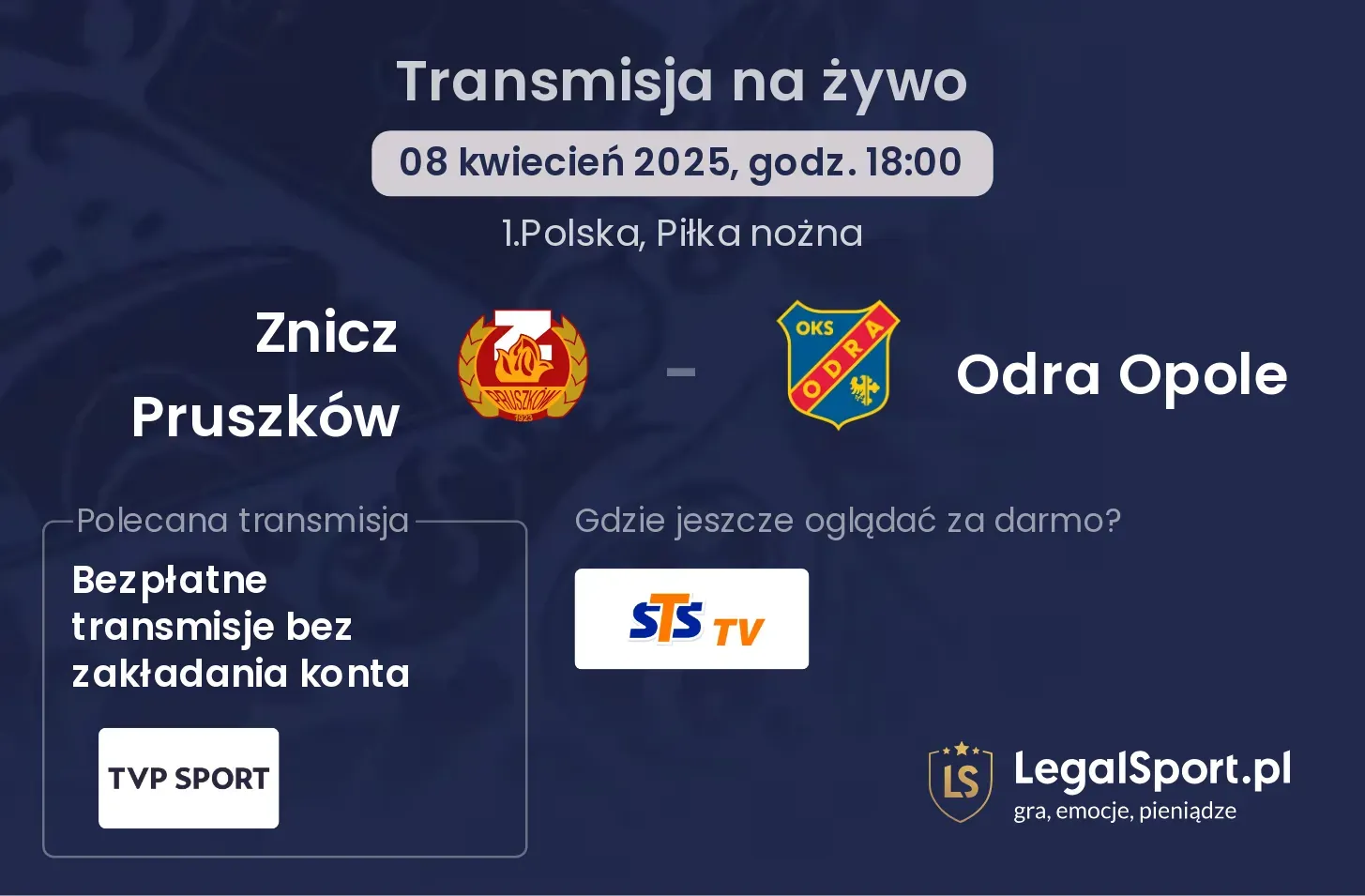 Znicz Pruszków - Odra Opole gdzie oglądać?