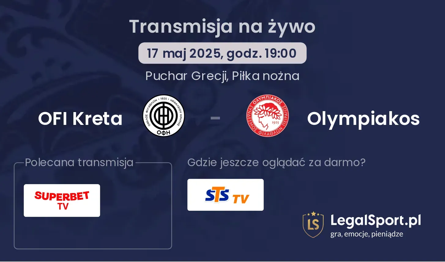 OFI Kreta - Olympiakos transmisja na żywo