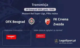OFK Beograd - FK Crvena Zvezda gdzie oglądać? (29.11)