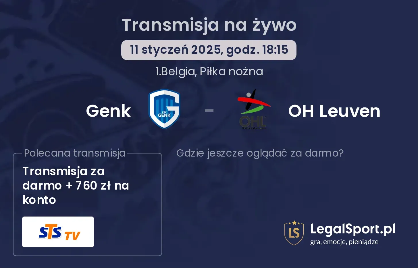 Genk - OH Leuven gdzie oglądać transmisję?