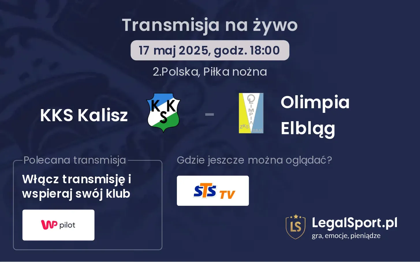 KKS Kalisz - Olimpia Elbląg gdzie oglądać?