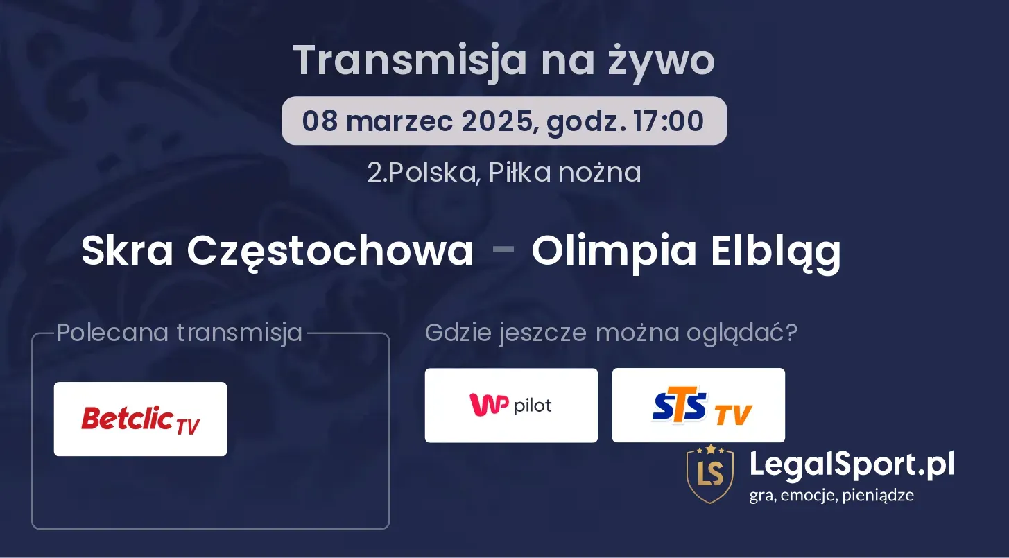 Skra Częstochowa - Olimpia Elbląg gdzie oglądać?