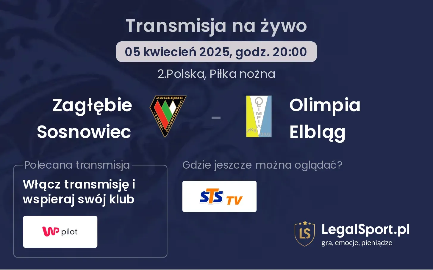 Zagłębie Sosnowiec - Olimpia Elbląg gdzie oglądać?