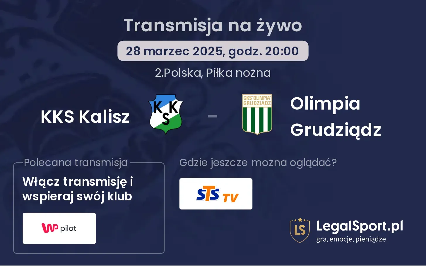 KKS Kalisz - Olimpia Grudziądz gdzie oglądać?