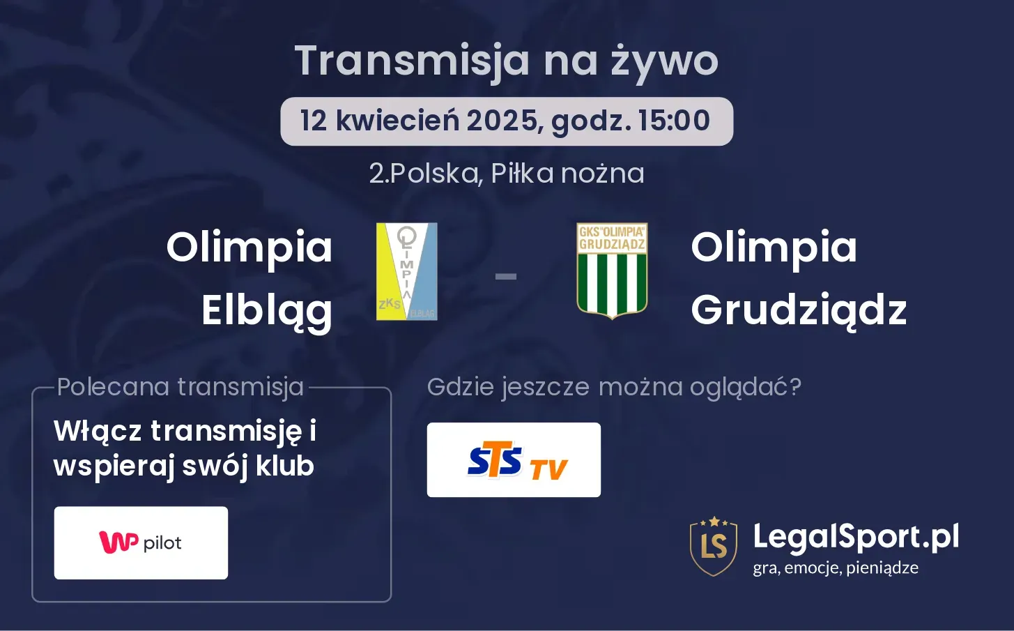 Olimpia Elbląg - Olimpia Grudziądz gdzie oglądać?