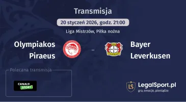 Olympiakos Piraeus - Bayer Leverkusen gdzie oglądać? (20.01)