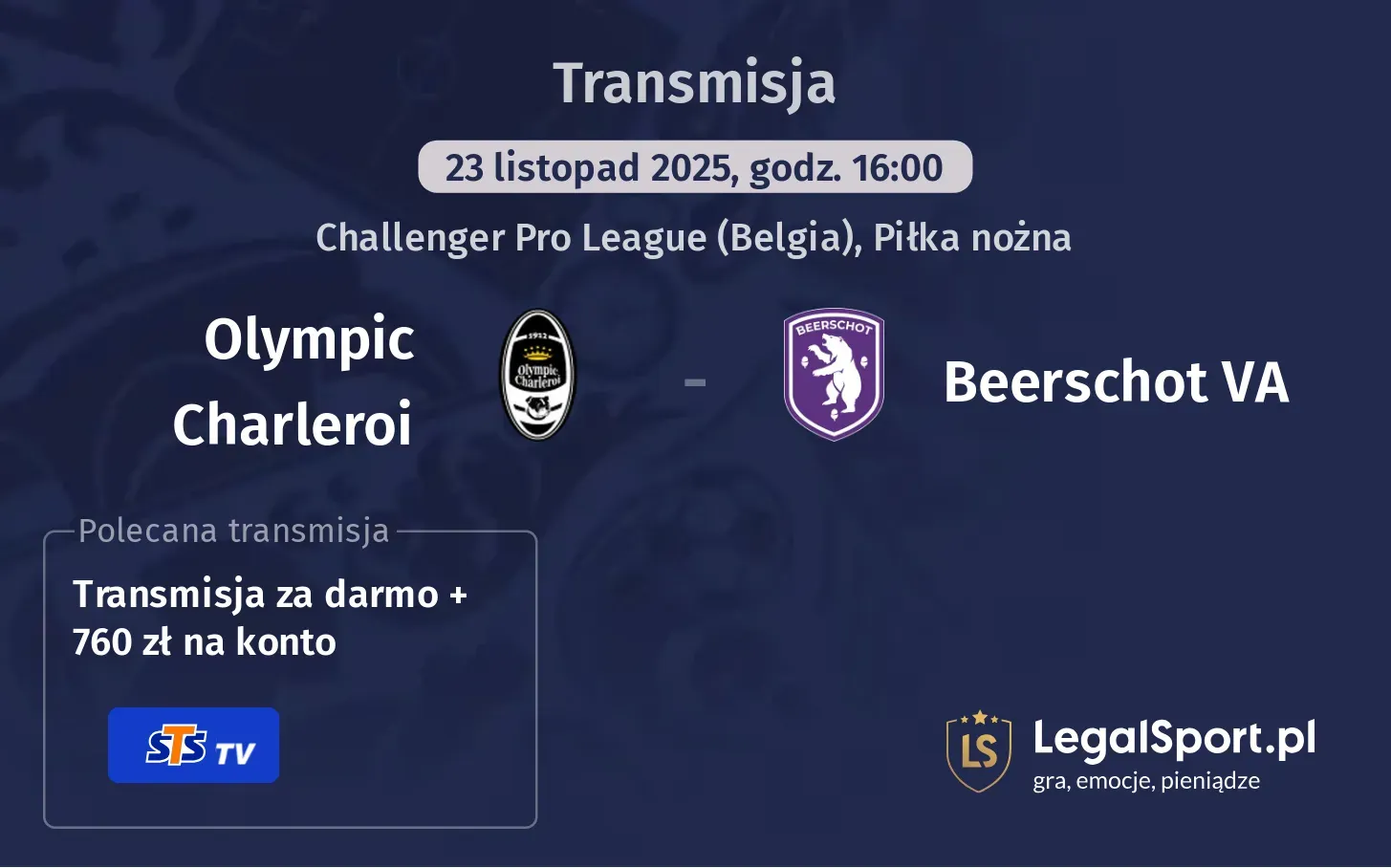 Olympic Charleroi - Beerschot VA Transmisje