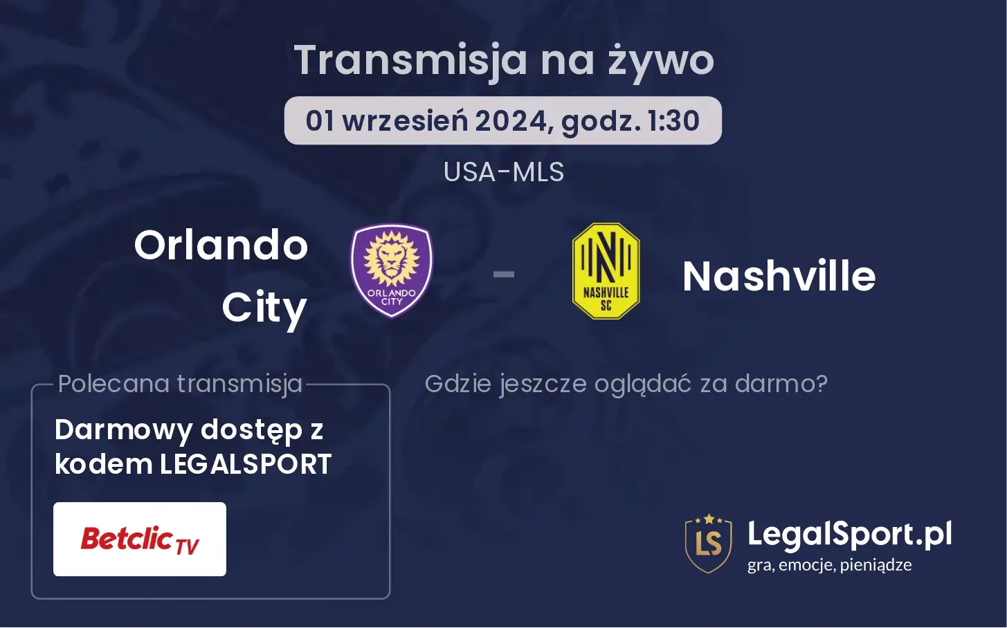 Orlando City - Nashville gdzie oglądać? 01.09, godz. 01:30