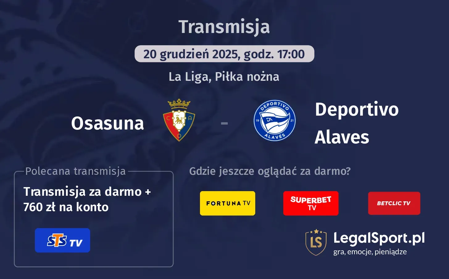 Osasuna - Deportivo Alaves Transmisje