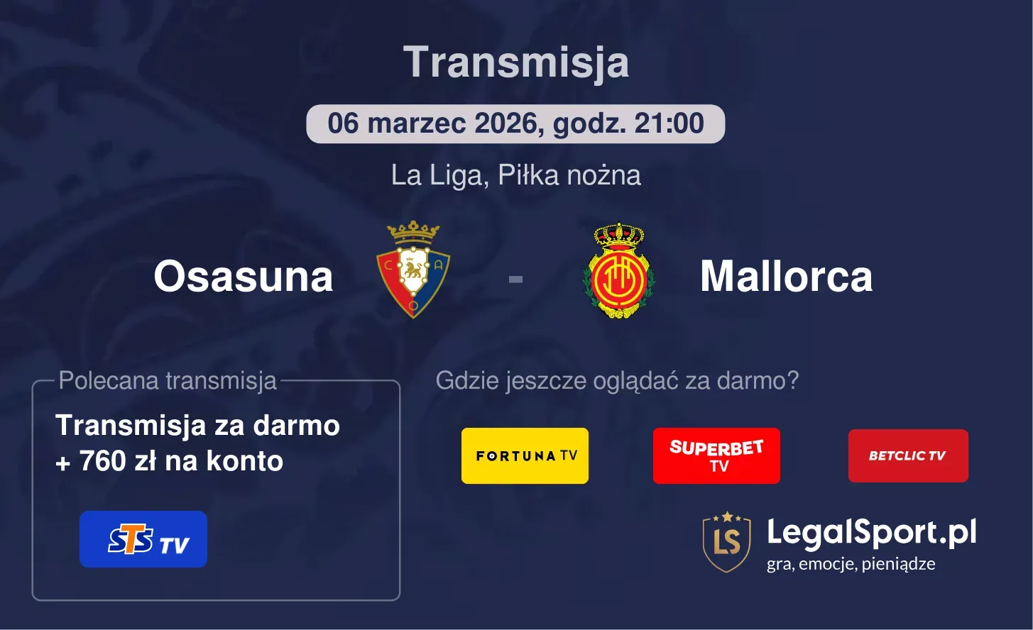 Osasuna - Mallorca Transmisje