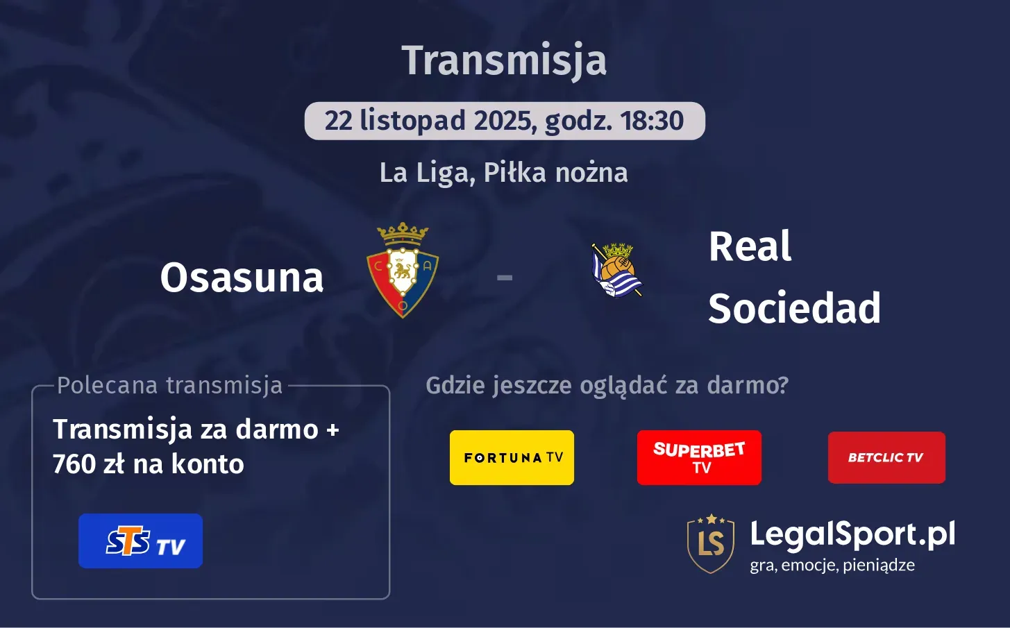 Osasuna - Real Sociedad Transmisje