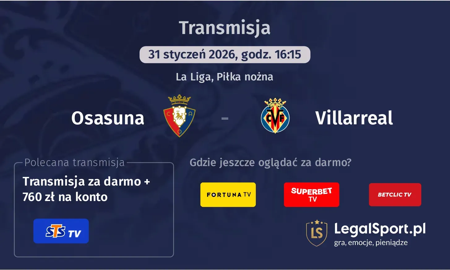 Osasuna - Villarreal Transmisje