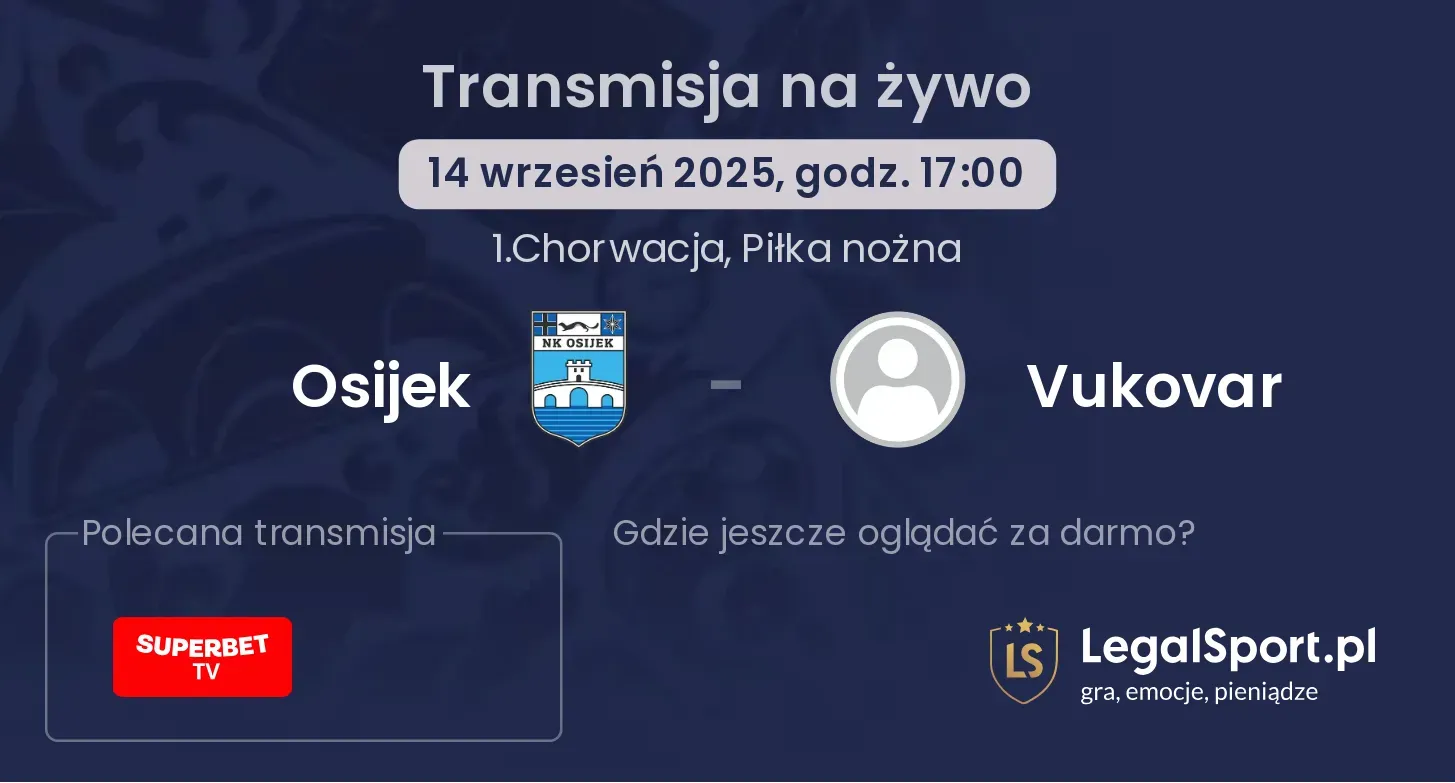 Osijek - Vukovar transmisja na żywo