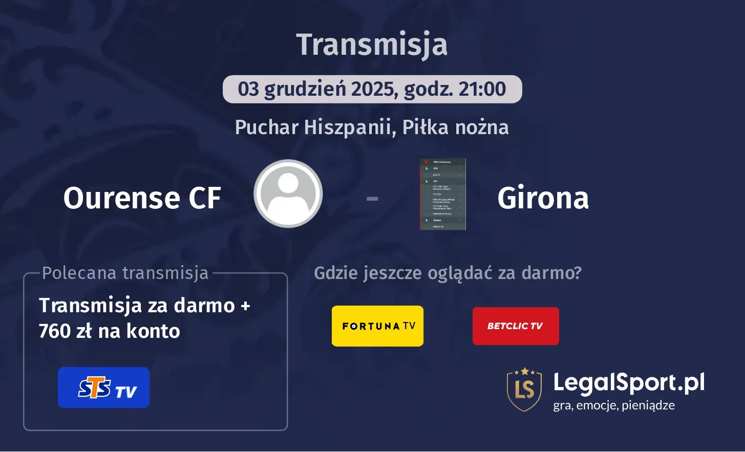 Ourense CF - Girona Transmisje