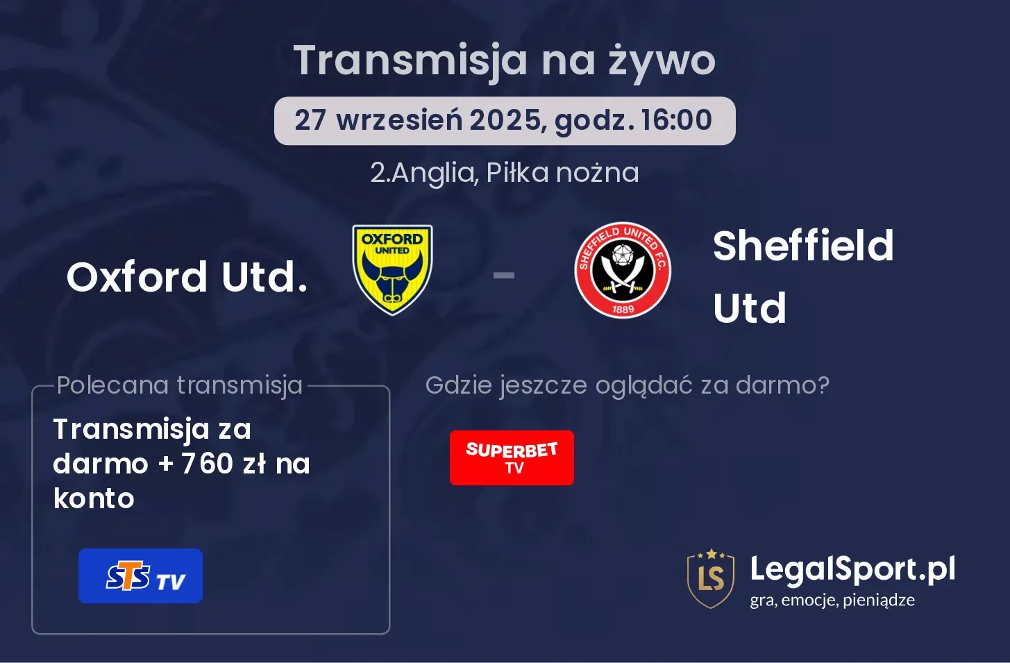 Oxford Utd. - Sheffield Utd transmisja na żywo