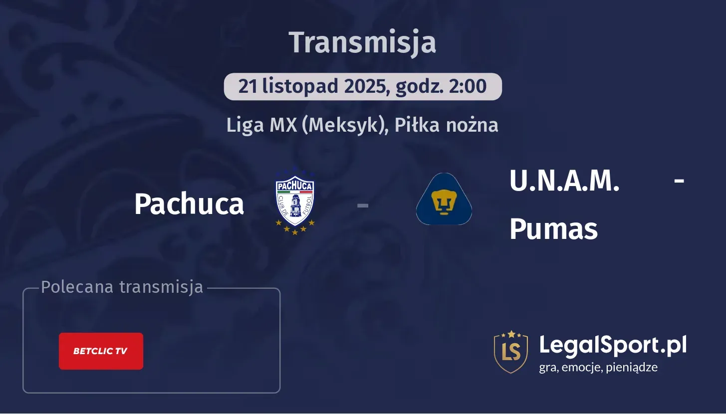 Pachuca - U.N.A.M. - Pumas Transmisje