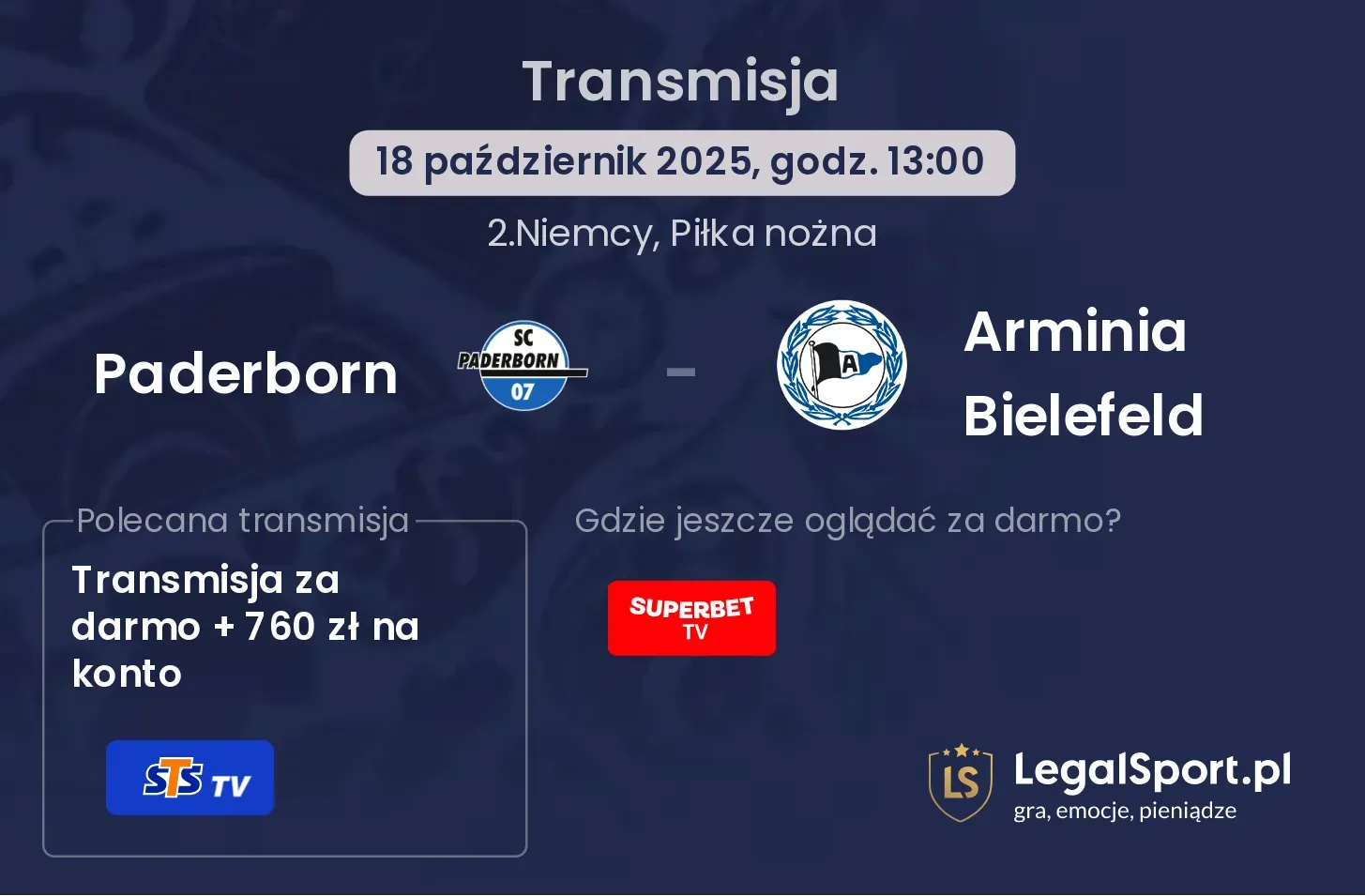 Paderborn - Arminia Bielefeld Transmisje